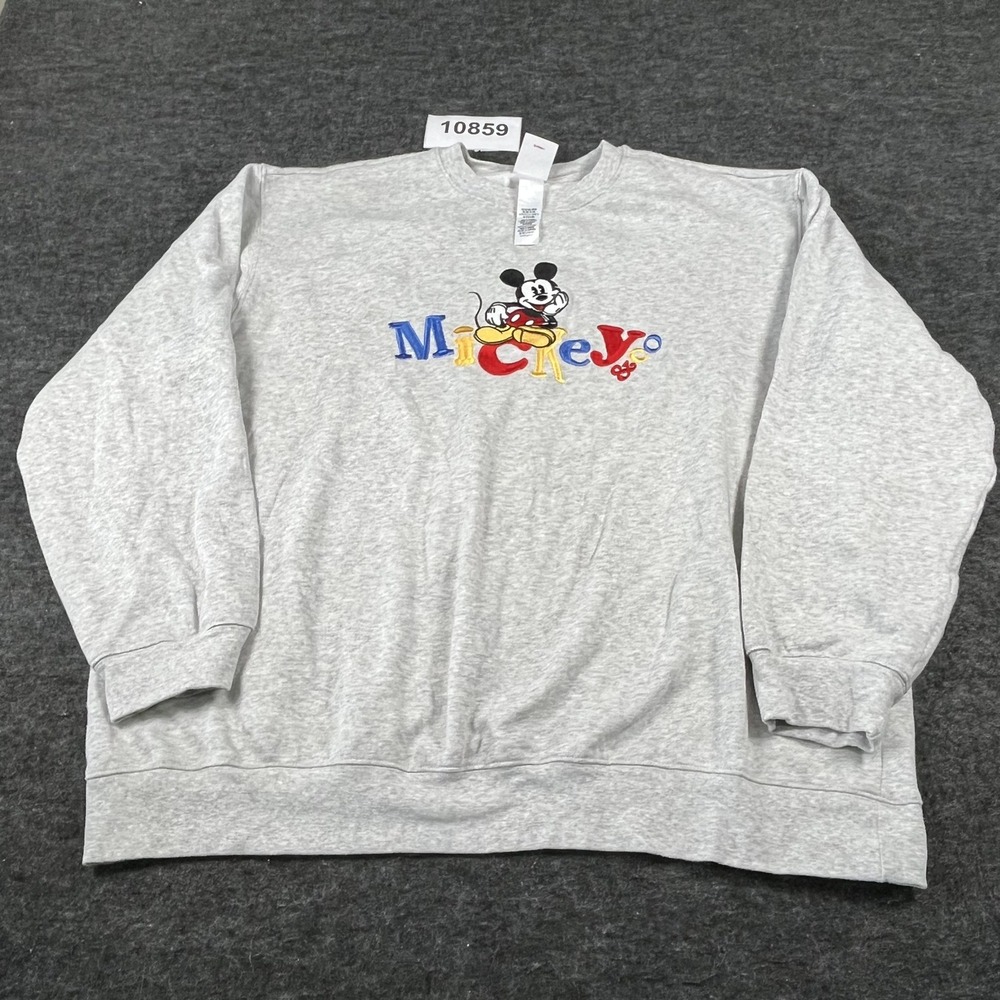 Disney Mickey & Co Sweatshirt Mens 2XL Gray Embroidered Crew‎ Neck Outdoor